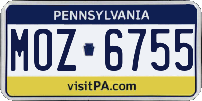 PA license plate MOZ6755