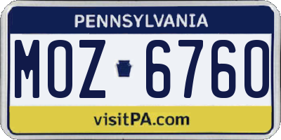 PA license plate MOZ6760