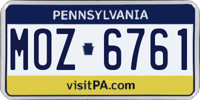 PA license plate MOZ6761