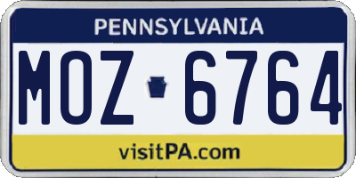 PA license plate MOZ6764