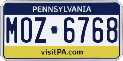 PA license plate MOZ6768
