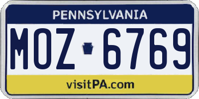 PA license plate MOZ6769