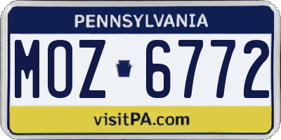PA license plate MOZ6772