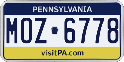 PA license plate MOZ6778