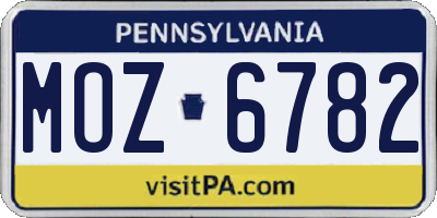 PA license plate MOZ6782