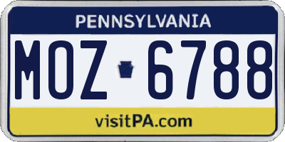 PA license plate MOZ6788