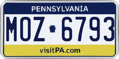 PA license plate MOZ6793