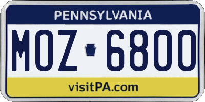 PA license plate MOZ6800