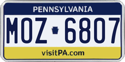 PA license plate MOZ6807