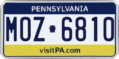 PA license plate MOZ6810