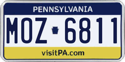 PA license plate MOZ6811