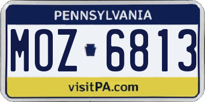 PA license plate MOZ6813