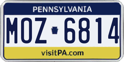 PA license plate MOZ6814