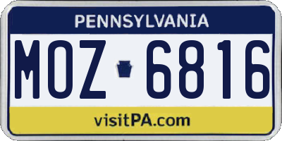 PA license plate MOZ6816