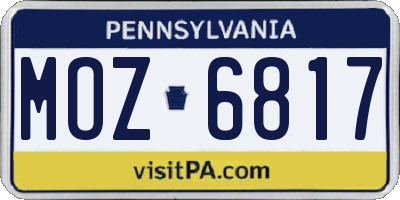 PA license plate MOZ6817