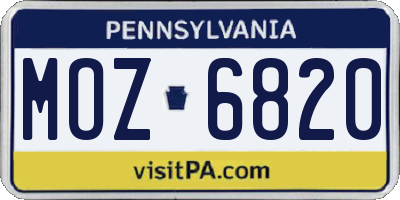 PA license plate MOZ6820