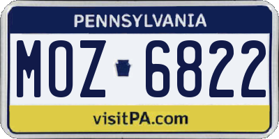 PA license plate MOZ6822
