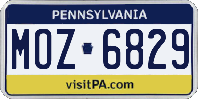 PA license plate MOZ6829