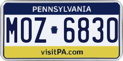 PA license plate MOZ6830
