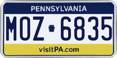 PA license plate MOZ6835