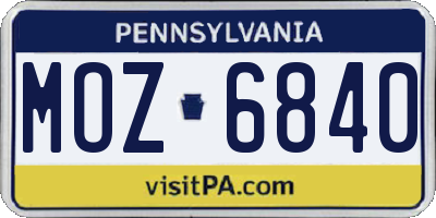 PA license plate MOZ6840