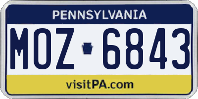 PA license plate MOZ6843