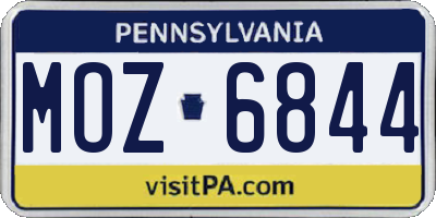 PA license plate MOZ6844