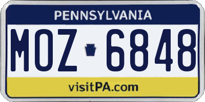 PA license plate MOZ6848