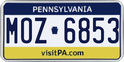 PA license plate MOZ6853