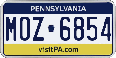 PA license plate MOZ6854