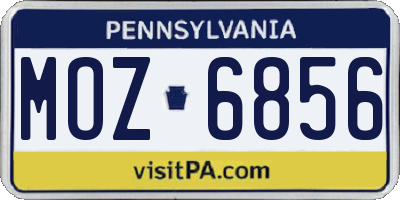 PA license plate MOZ6856