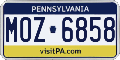 PA license plate MOZ6858