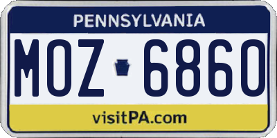 PA license plate MOZ6860