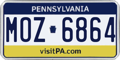 PA license plate MOZ6864