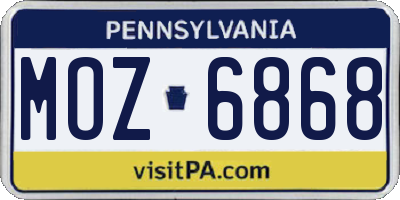 PA license plate MOZ6868