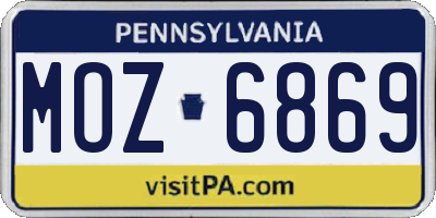 PA license plate MOZ6869