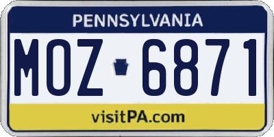 PA license plate MOZ6871
