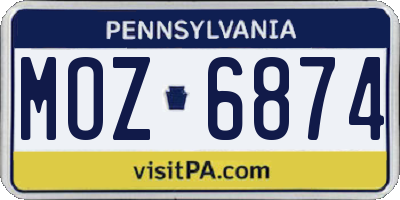 PA license plate MOZ6874