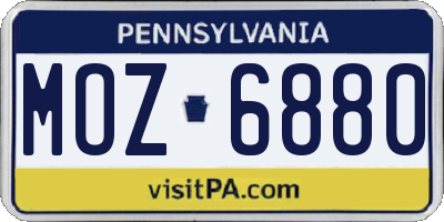 PA license plate MOZ6880