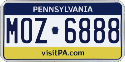 PA license plate MOZ6888