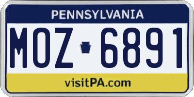 PA license plate MOZ6891