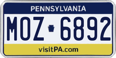 PA license plate MOZ6892