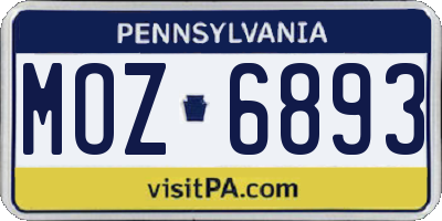 PA license plate MOZ6893