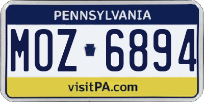 PA license plate MOZ6894