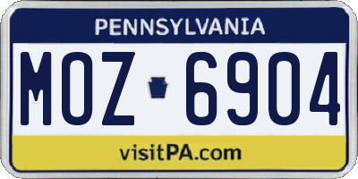 PA license plate MOZ6904