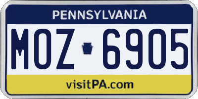 PA license plate MOZ6905