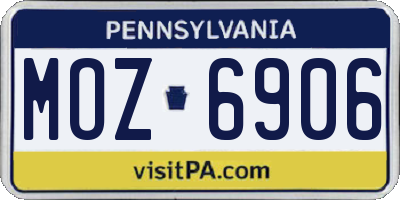 PA license plate MOZ6906