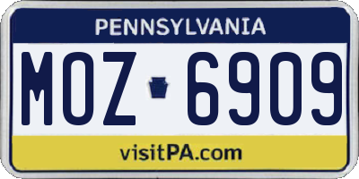 PA license plate MOZ6909