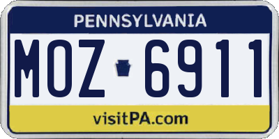PA license plate MOZ6911