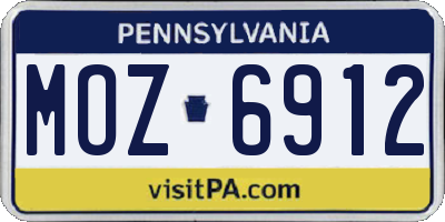PA license plate MOZ6912